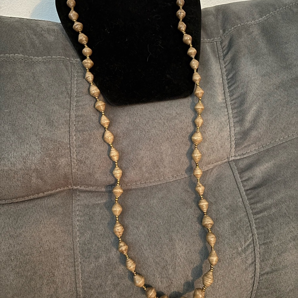 Elegant Gold Beaded Necklace. New handmade in Rwanda